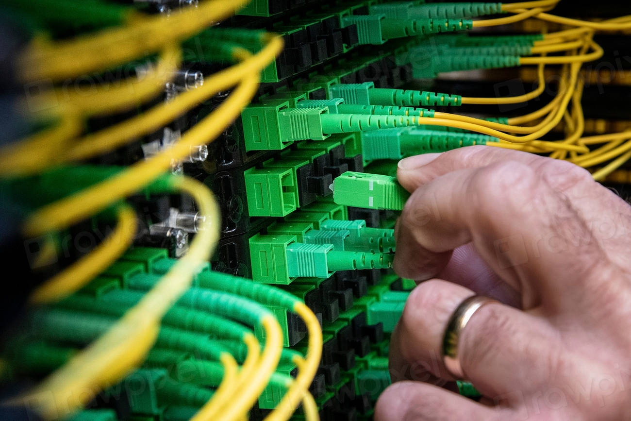 Fiber optic cables in a data center